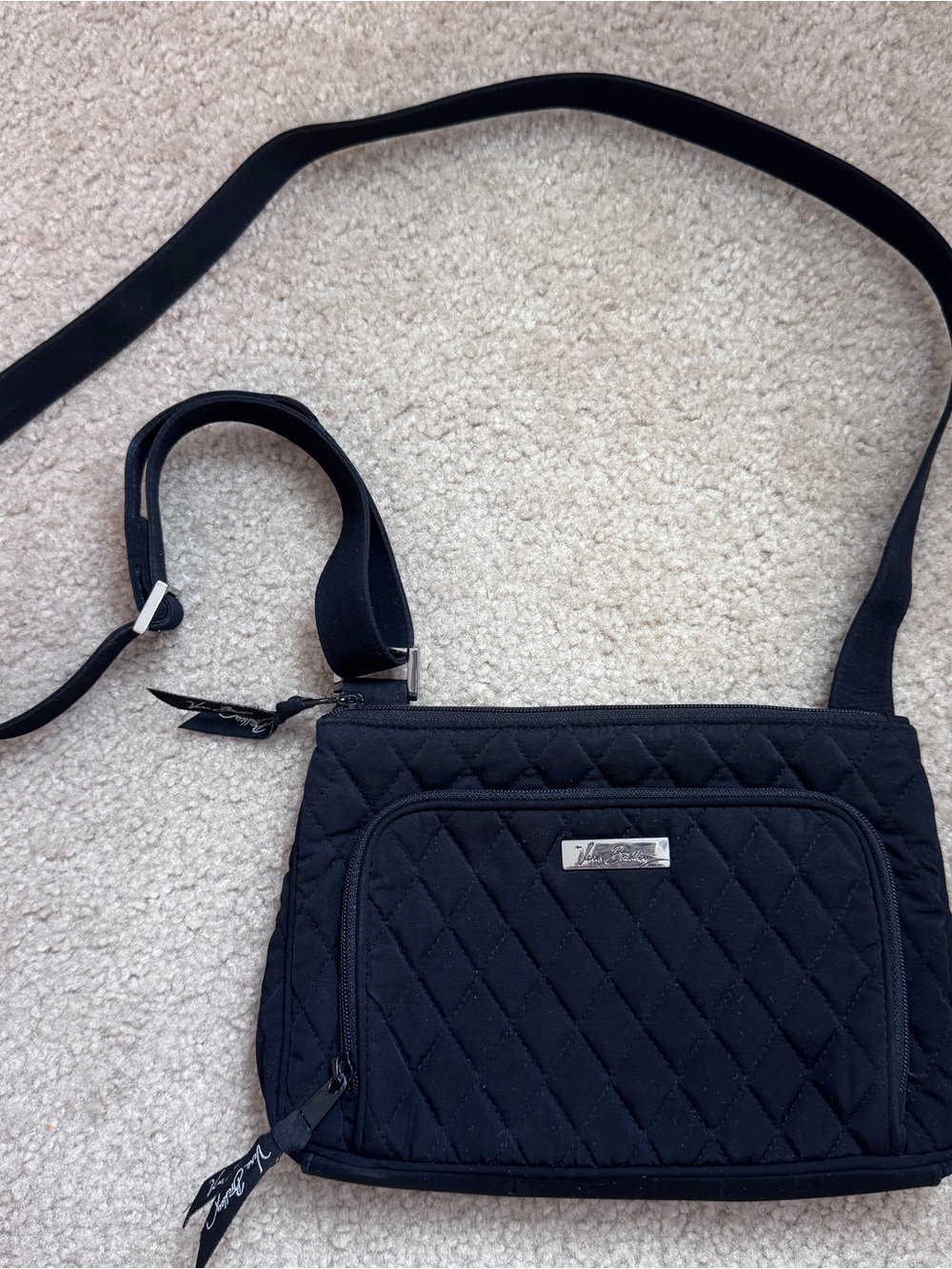 Vera Bradley Black Quilted Crossbody Shoulder Bag